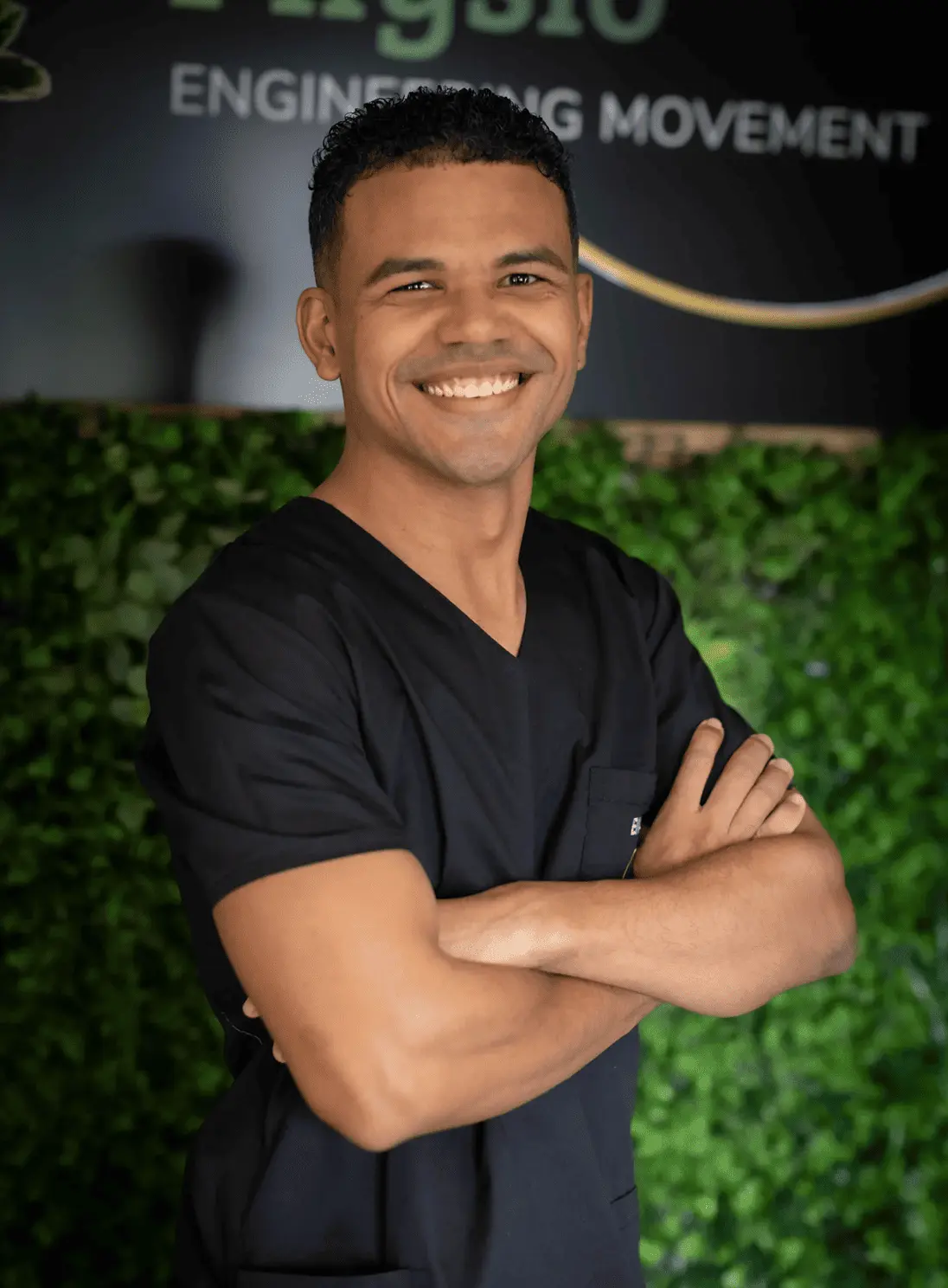 Meet Our Experts 2 Evan Schuman, senior physiotherapist at Floyd Lebatie Physio, pictured in black clinical scrubs
